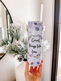20oz Floral Stainless Tumbler — "Great Things Take Time" Insulated Travel Cup
