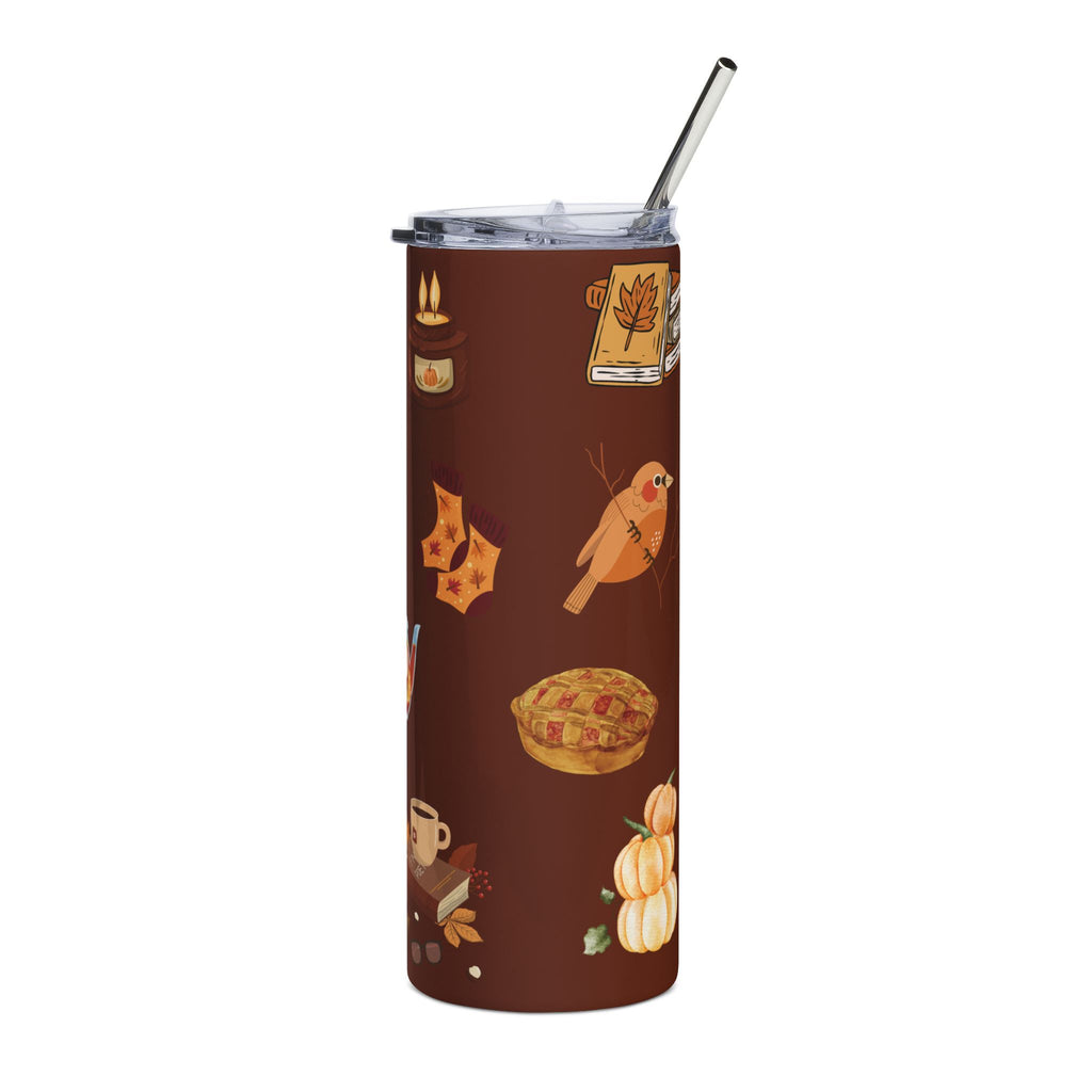 Cozy Autumn Afternoon Stainless Steel Tumbler – 20 oz Warm Caramel Edition
