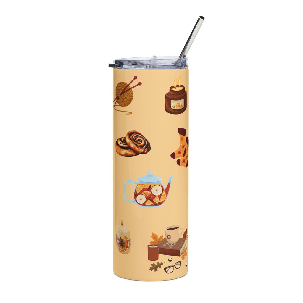 Cozy Autumn Afternoon Stainless Steel Tumbler – 20 oz Warm Caramel Edition