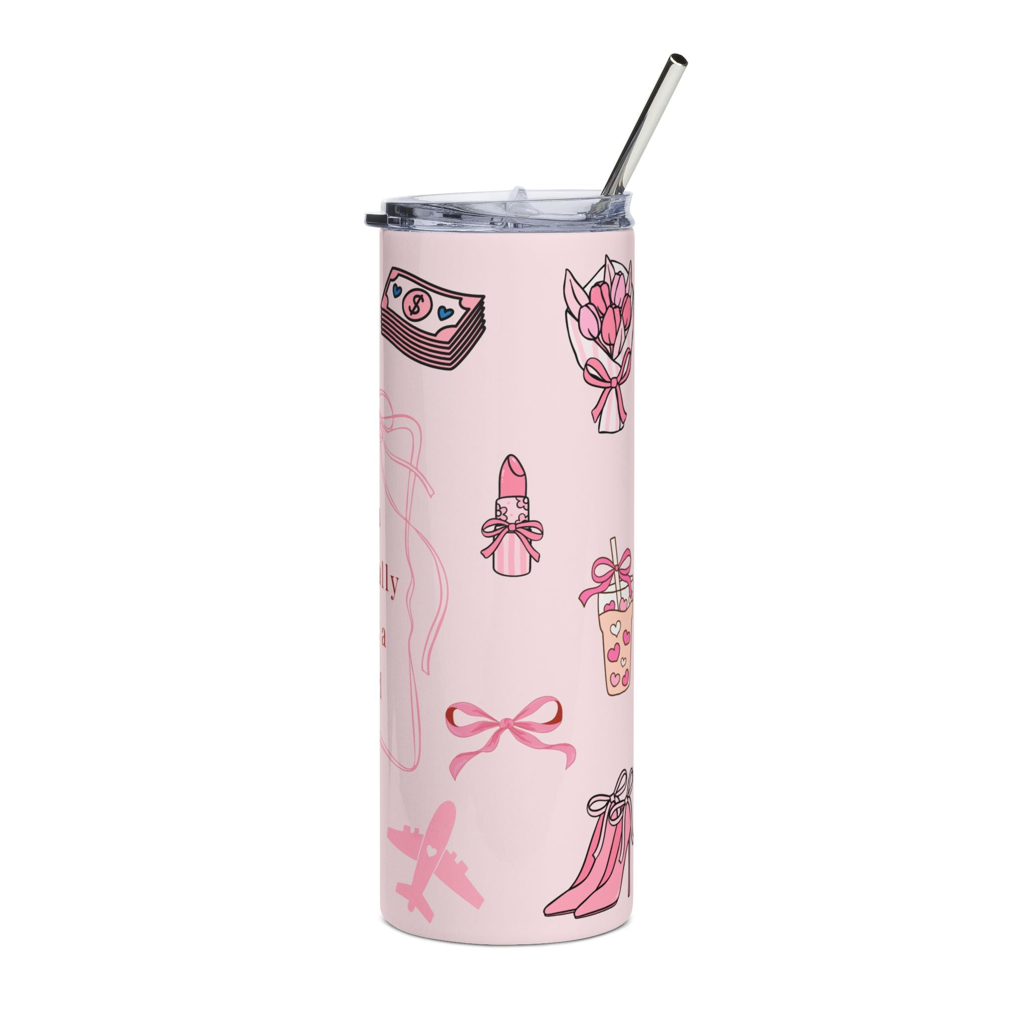 Pink "I'm Literally Just a Girl" Stainless Steel Tumbler — 20oz Cute Gift Travel Cup