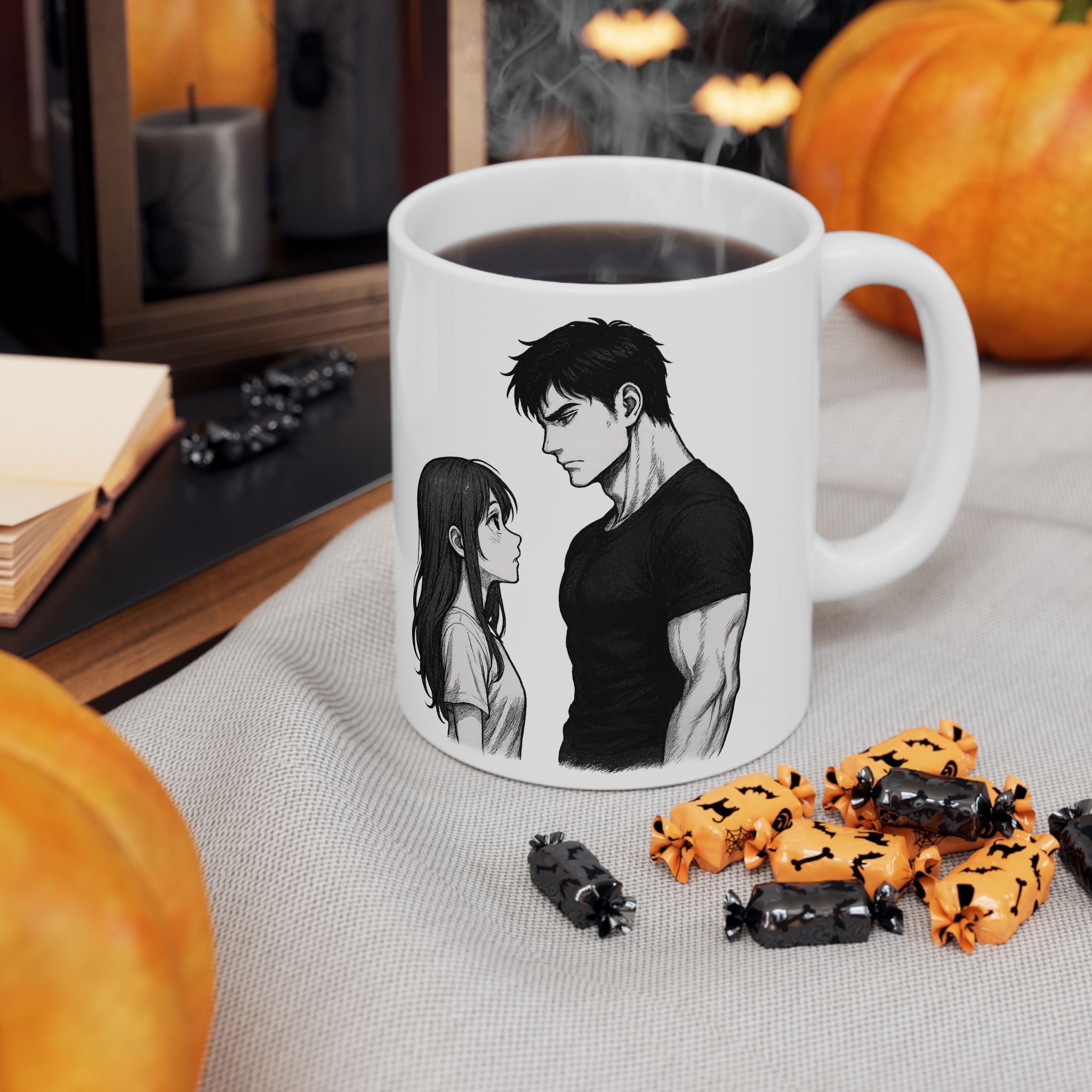 Anime Couple Mug | Romantic Manga Style Coffee Cup | Gift for Boyfriend or Girlfriend | Fall Vibes | Cute Love Mug for Couples