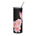 20oz Floral Butterfly Tumbler — Elegant Stainless Steel Travel Cup with Pink Blossoms & Butterfly Design