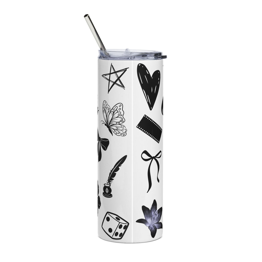 Black & White Symbol Tumbler – 20 oz Stainless Steel Travel Cup