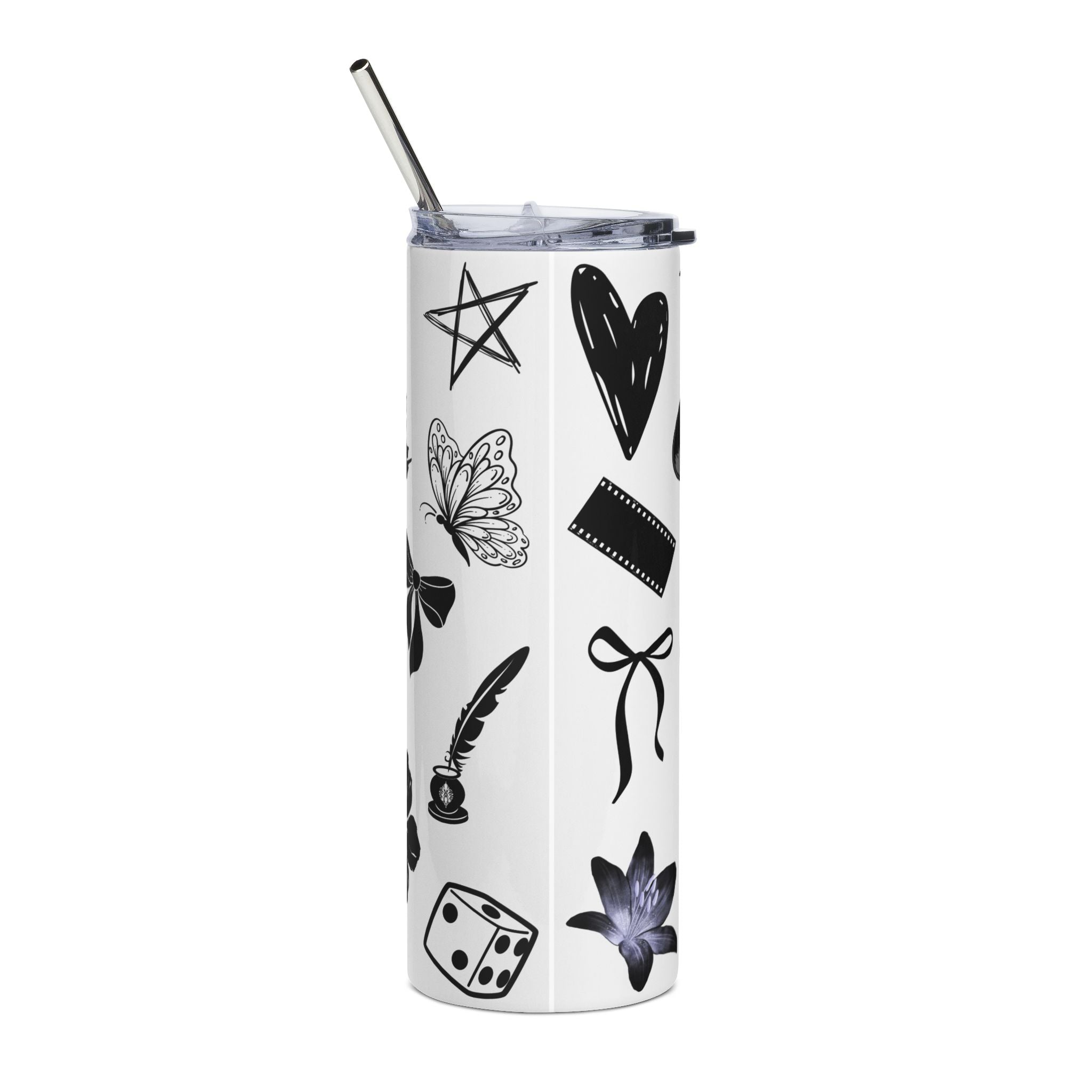 Black & White Symbol Tumbler – 20 oz Stainless Steel Travel Cup