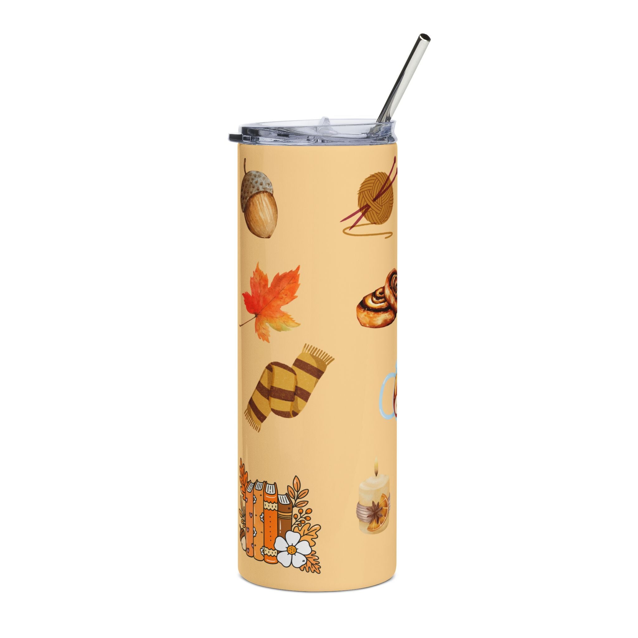 Cozy Autumn Afternoon Stainless Steel Tumbler – 20 oz Warm Caramel Edition