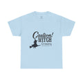Caution Witch Crossing Tee, Unisex Graphic Cotton T-Shirt for Halloween, Spooky Season, Witch Lovers, Gift Idea, Casual Wear