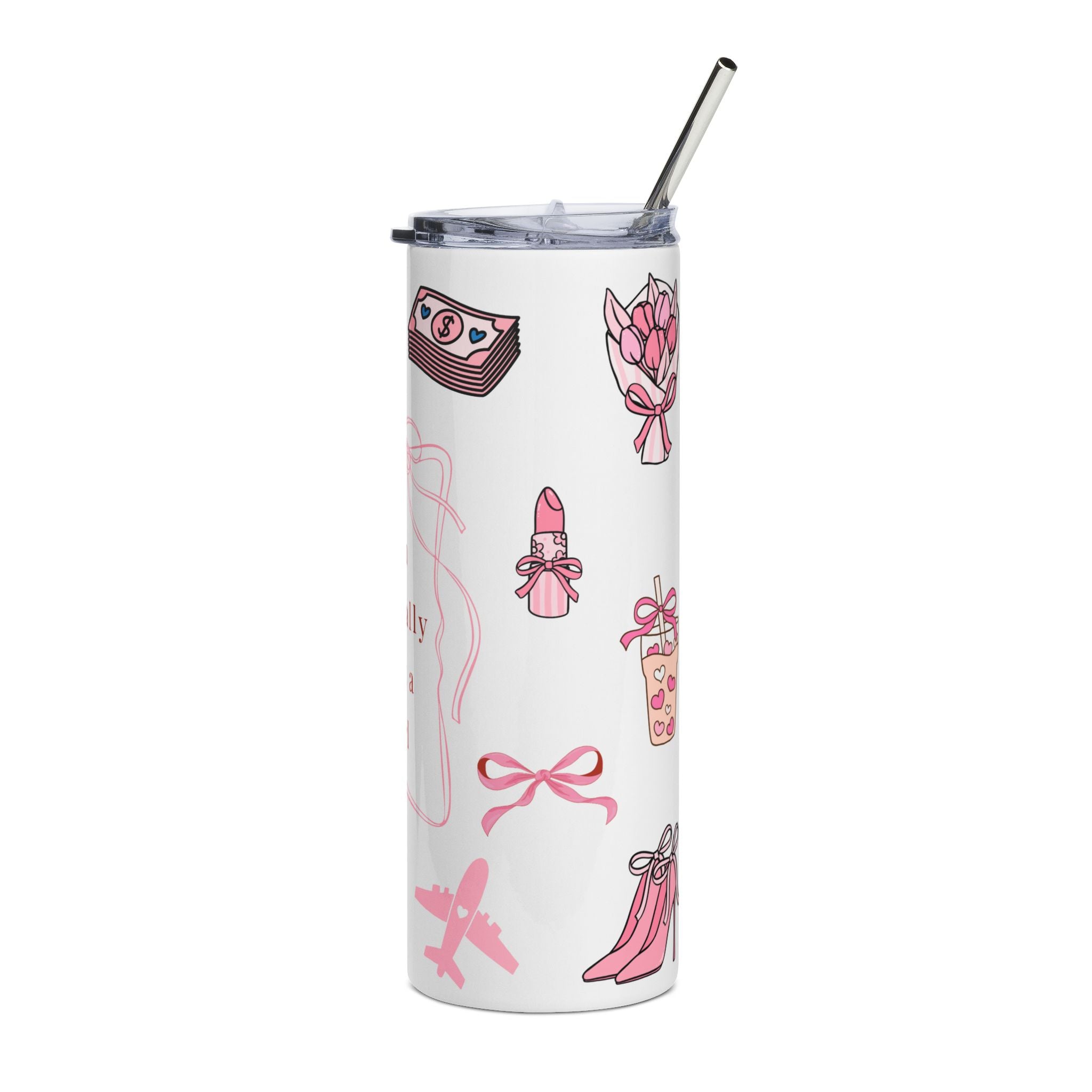 I'm Literally Just a Girl Stainless Steel Tumbler — 20oz Pink Cute Gift Cup