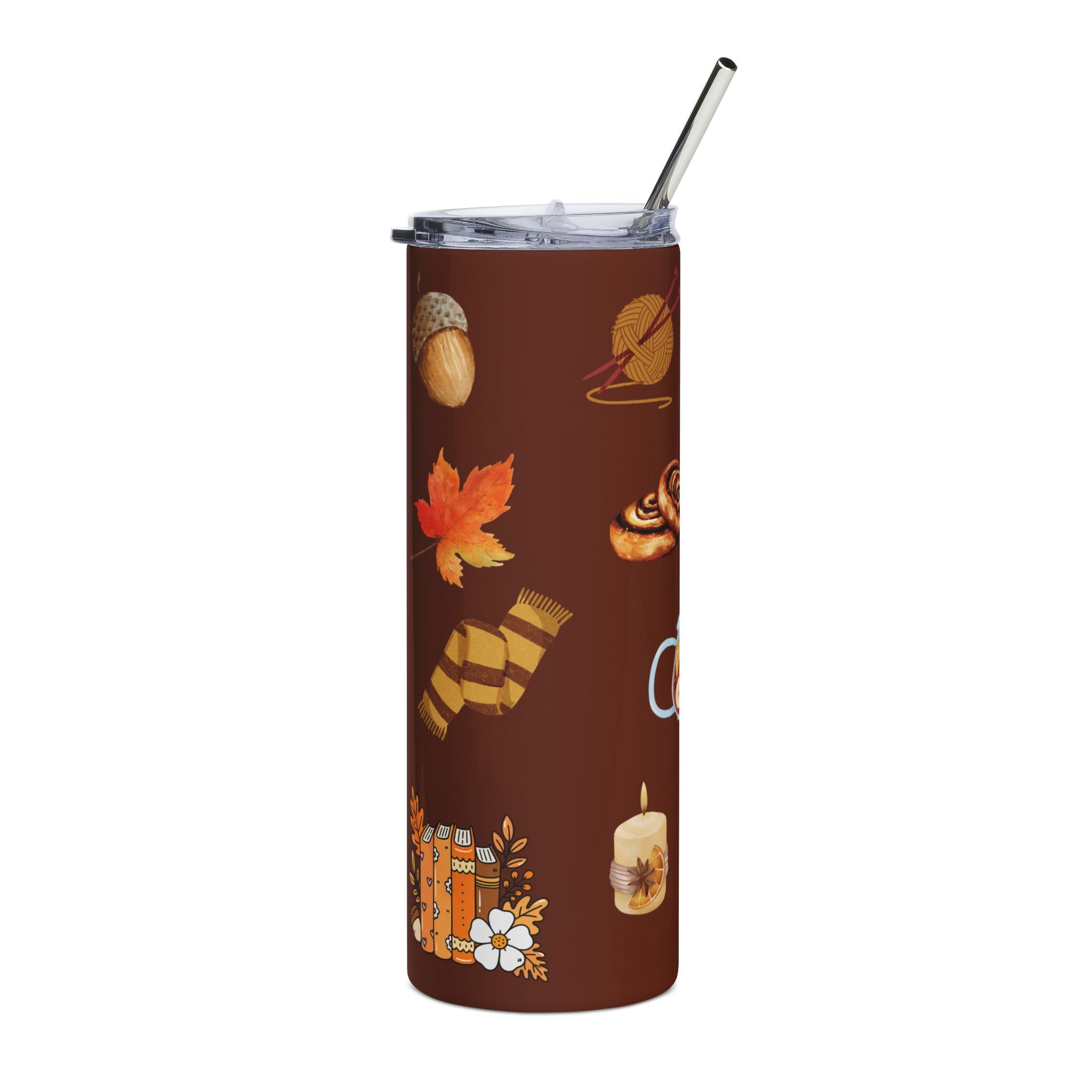 Cozy Autumn Afternoon Stainless Steel Tumbler – 20 oz Warm Caramel Edition