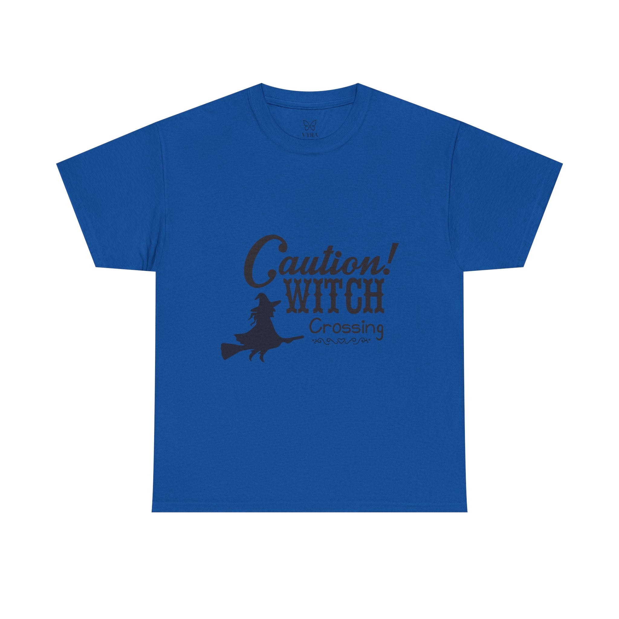 Caution Witch Crossing Tee, Unisex Graphic Cotton T-Shirt for Halloween, Spooky Season, Witch Lovers, Gift Idea, Casual Wear