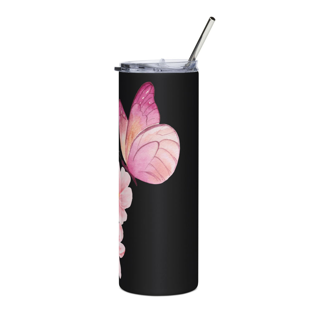 20oz Floral Butterfly Tumbler — Elegant Stainless Steel Travel Cup with Pink Blossoms & Butterfly Design