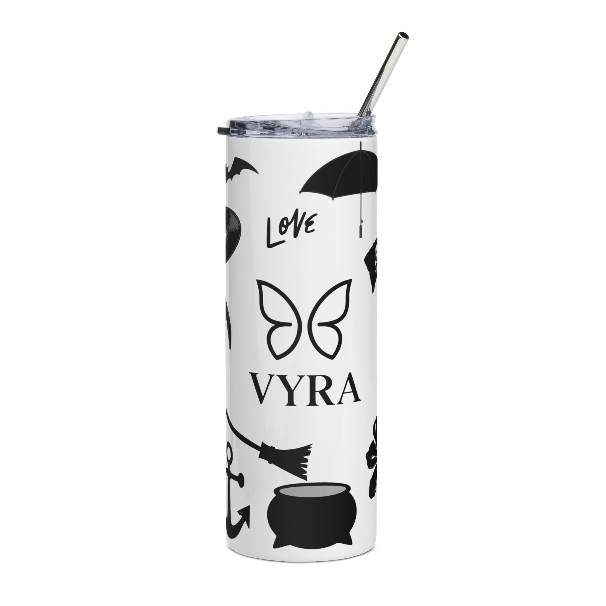 Black & White Symbol Tumbler – 20 oz Stainless Steel Travel Cup