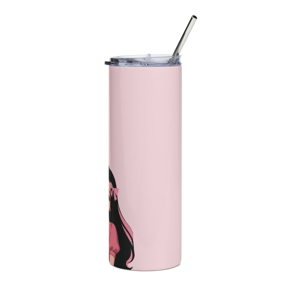 Pink Anime Girl 20oz Stainless Steel Tumbler — Cute Kawaii Drink Bottle