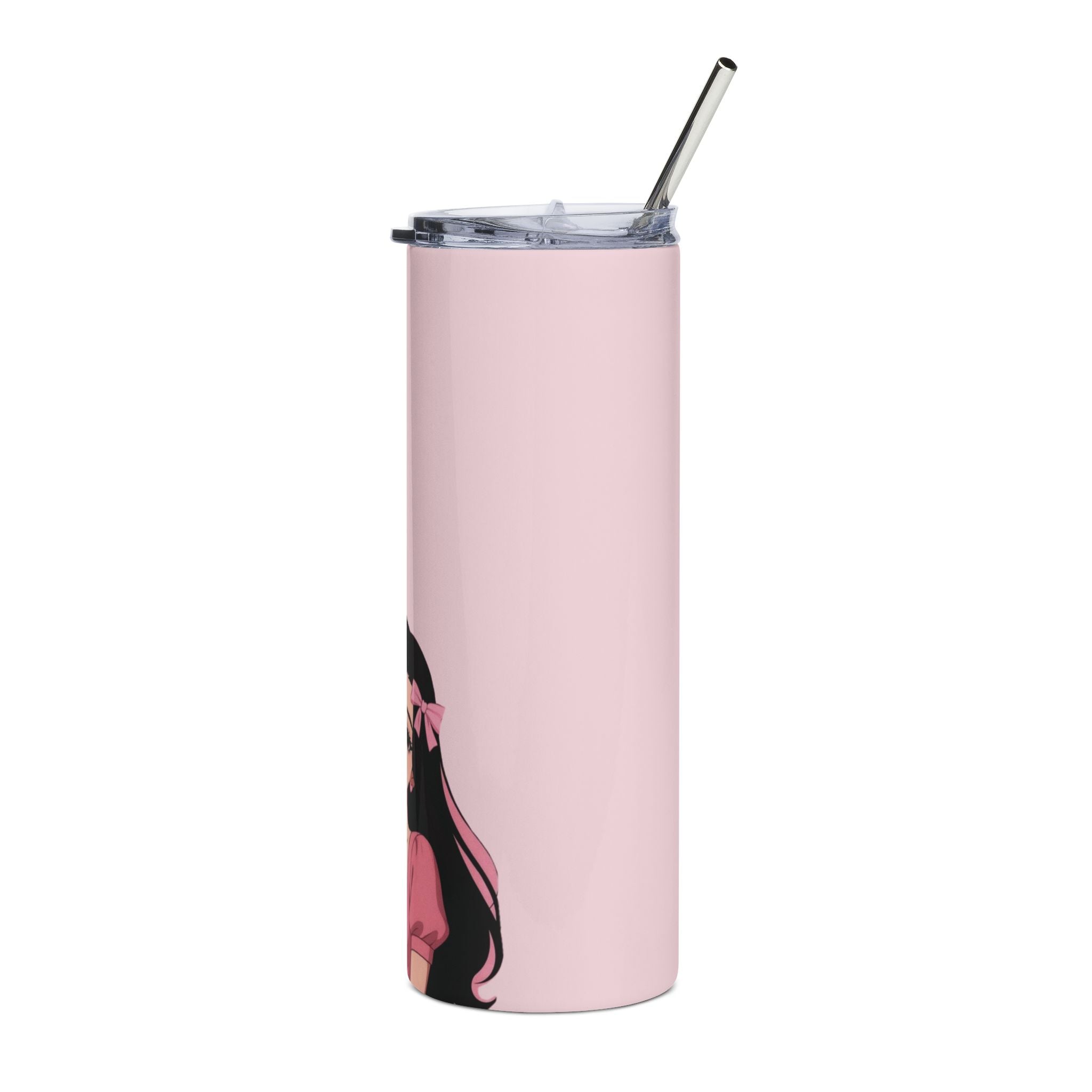 Pink Anime Girl 20oz Stainless Steel Tumbler — Cute Kawaii Drink Bottle