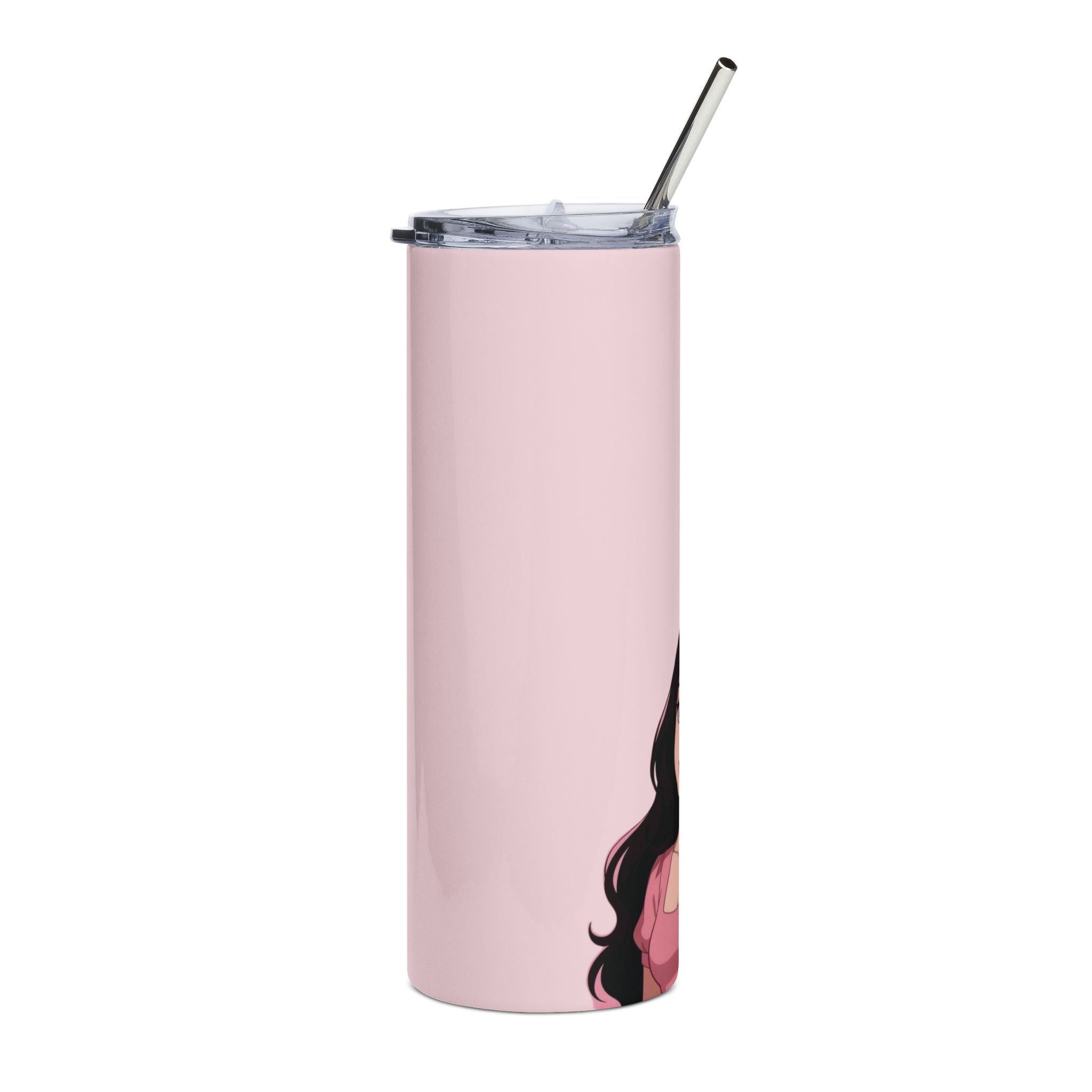 Pink Anime Girl 20oz Stainless Steel Tumbler — Cute Kawaii Drink Bottle