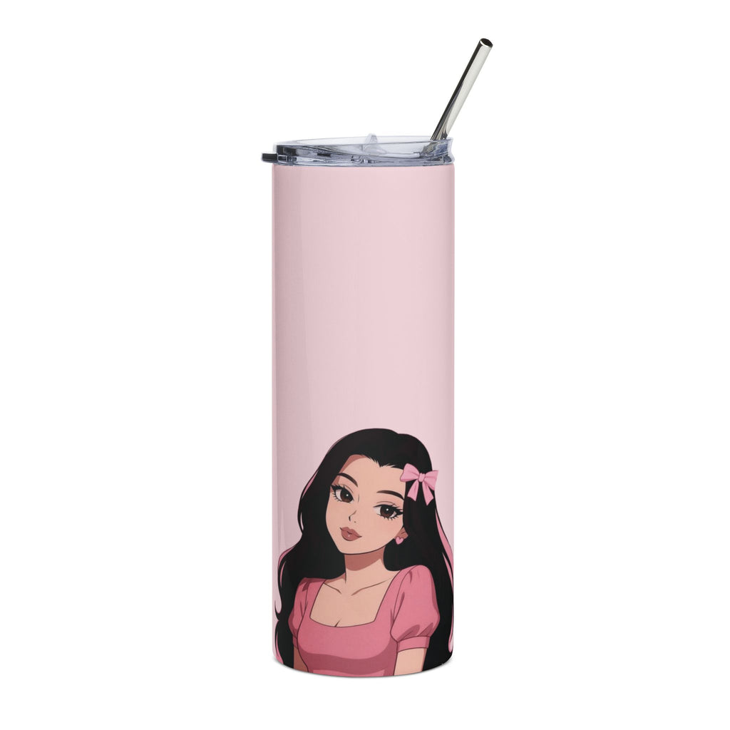 Pink Anime Girl 20oz Stainless Steel Tumbler — Cute Kawaii Drink Bottle