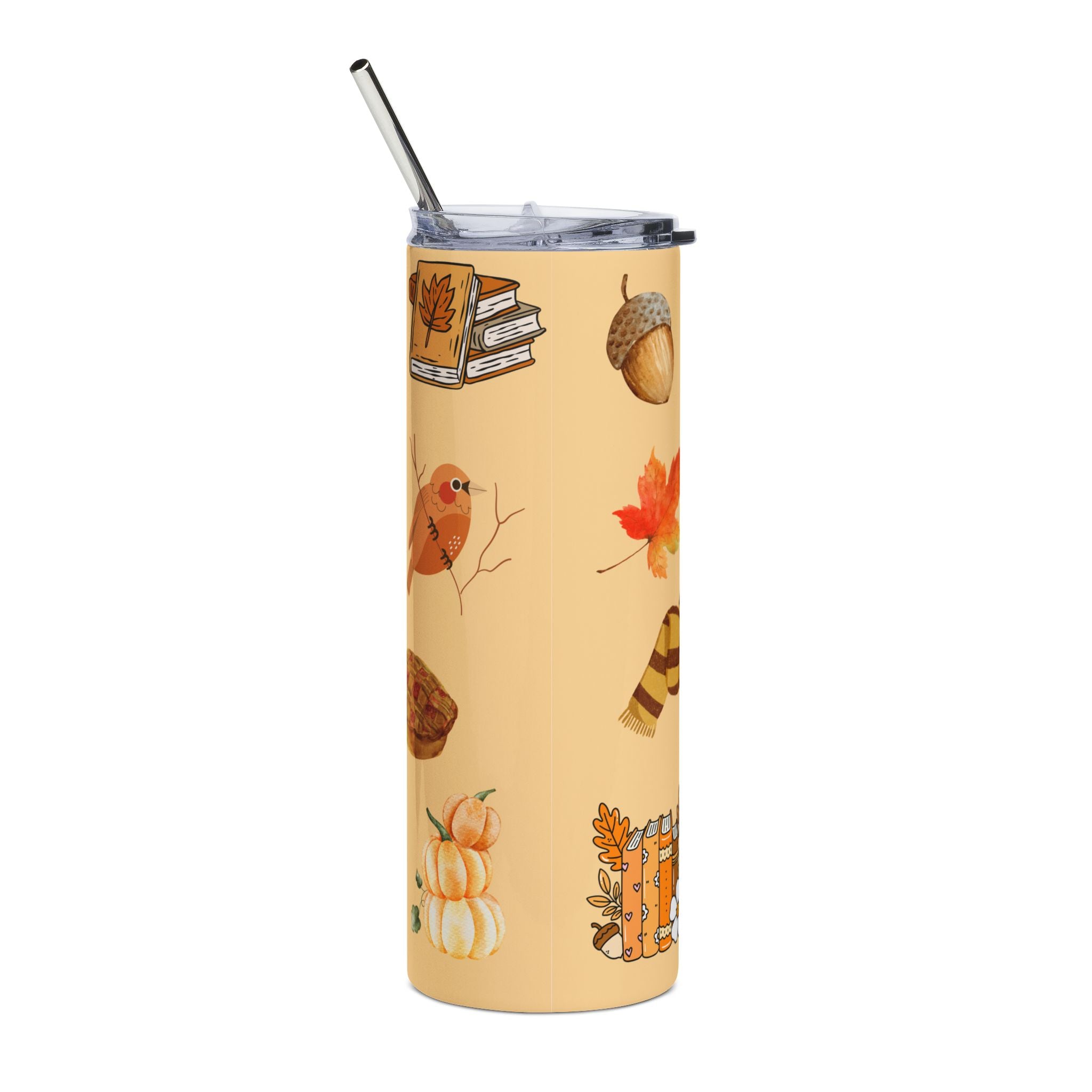 Cozy Autumn Afternoon Stainless Steel Tumbler – 20 oz Warm Caramel Edition